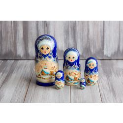 Лаврово / Matryoshka 5 places Winter motives - Souvenir