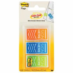 Bookmark adhesive POST-IT "Put Your signature", plastic, 24 mm, 3 colors x 20 pieces
