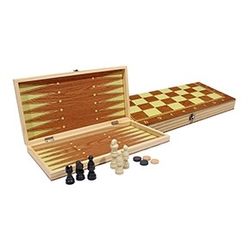 GamesDealer / Шахматы, нарды, шашки деревянные 3 в 1 (поле 29 см) фигуры из пластика