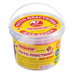 Plastilina vegetal (masa para modelar) PIFAGOR, 7 colores, 420 g, cubo de plástico