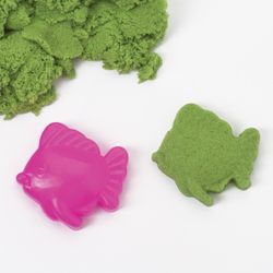 Sand for modeling kinetic INLANDIA, 4 colors, 480 g jars, 4 cookie cutters