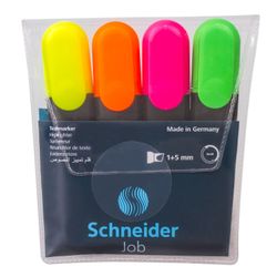 Set of 4 PCs SCHNEIDER highlighters, ASSORTED, "Job", line 1-5 mm