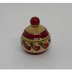 Беломорские узоры / Salt shaker wooden "Mezenskaya painting. Poultry" height 7 cm