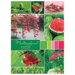 HATBER / Notebook A4, 96 sheets, staple, cage, cardboard cover, "Colorful world" / 6 pcs.