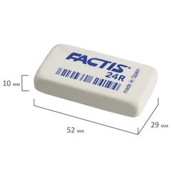 Eraser FACTIS 24 R (Spain), 52х29х10 mm, white, rectangular, synthetic rubber