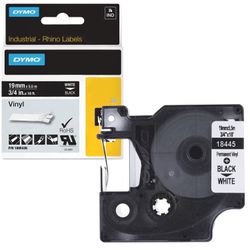 DYMO Rhino label printer cartridge, 19 mm x 5.5 m, vinyl tape, black font, white