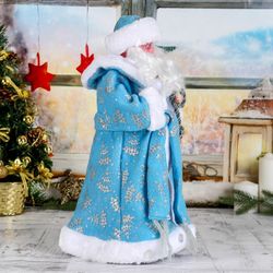 Зимнее волшебство / Doll "Santa Claus, in a blue fur coat with gifts"