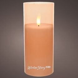 Kaemingk / LED candle in a bulb with a live flame Audrey: Amber 18 cm, battery operated, timer
