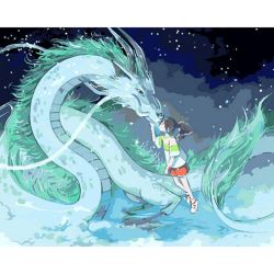 Опт-картина / Cuadro por números 40x50 Niña y dragón