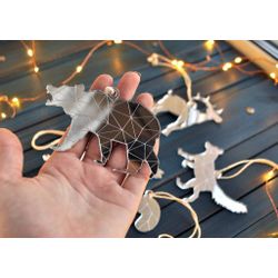 Ленивые Бобры / Lazy Beavers / A set of mirrored Christmas tree decorations "Siberia inside" big in a gift box