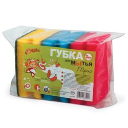 Cinderella / Universal household sponges, set of 3 pcs., Cleaning layer, profiled, 4x9x7 cm