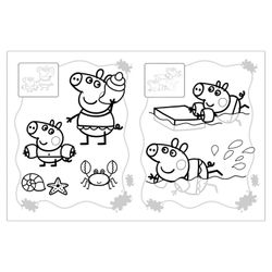 Malbuch, A4, 8 Blatt, "Peppa Pig", Malbuch mit Stickern, blau, Rosman