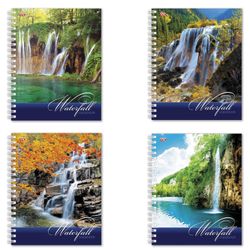 HATBER / Notebook А5, 96 sheets, VK, spiral, cage, cardboard cover, "WATERFALLS" / 12 pcs.