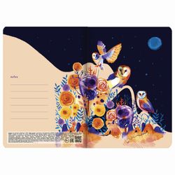BRAUBERG / Notizbuch 40 l. karierter Umschlag SoftTouch, beige Papier 70 g / m2, Naht, А5 (147х210 mm), OWLS / 10 Stk.