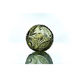 Гусевской Хрустальный завод / Crystal vase-basket "Ball" marsh-green 19 cm