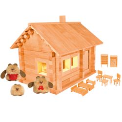 Пелси / Construction set "Three bears hut with dolls, furniture and electrical wiring", 151 elements