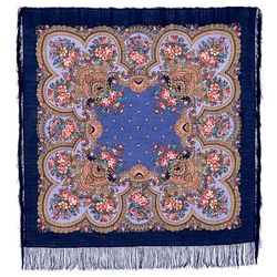 Павловопосадский платок / Shawl "Soulful Conversation", with silk fringe