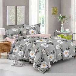 ВладЛен / Vlad Len / Bed linen poplin "Flowers on gray"