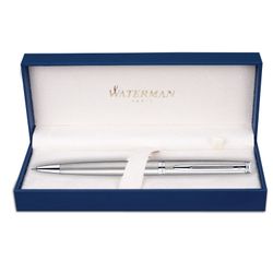 Gift ball pen WATERMAN "Hemisphere Stainless Steel CT", body silver, palladium plated, blue
