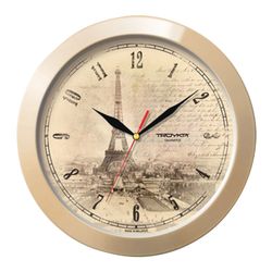 Wall clock TROYKA 11135152, round, beige with pattern "Paris", beige frame, 29х29х3,5 cm