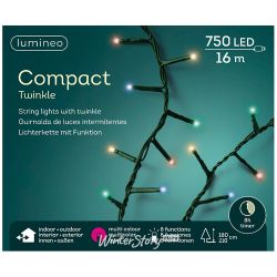 Kaemingk / LED string Lumineo Snake 16 m, 750 multi-colored LED lamps, green PVC, controller, IP44
