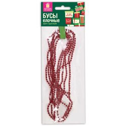 ЗОЛОТАЯ СКАЗКА / Christmas tree beads diameter 4 mm, length 2.7 m, red