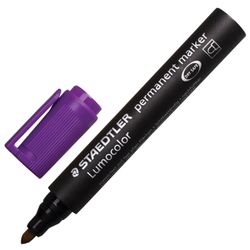 The marker is a permanent (indelible) STAEDTLER (Germany) "Lumocolor", PURPLE, round tip, 2 mm