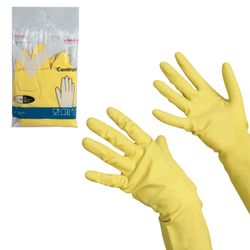 VILEDA / Household rubber gloves "Contract" with cotton spraying, size XL (very large), yellow