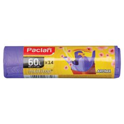 PACLAN / Мешки для мусора "Multitop Aroma" 60 л, ушки, фиолетовые, ПВД 15 мкм, 77х60 см, рулон 14 шт.