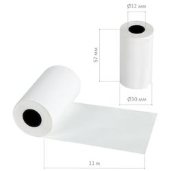 Fita de recibo para MOBILE CAH REGISTERS, THERMO PAPER 57 mm (diâmetro 30 mm, comprimento 11 m, manga 12 mm), CONJUNTO 16 unid., BRAUBERG