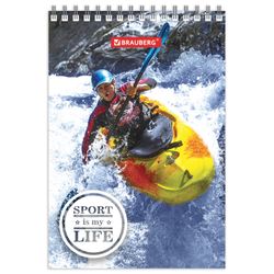 BRAUBERG / Cuaderno PEQUEÑO FORMATO (97x145 mm) A6, 40 hojas, peine, cartón, jaula "Sport"