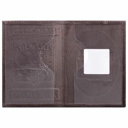 Passport cover genuine leather smooth "coat of Arms", vertical, cognac, BRAUBERG