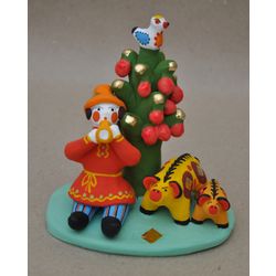 Дымковская глиняная игрушка / Figurine "Swineherd"