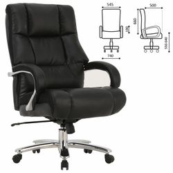 BRABIX PREMIUM "Bomer HD-007" armchair, 250 kg, recycled leather, chrome, black