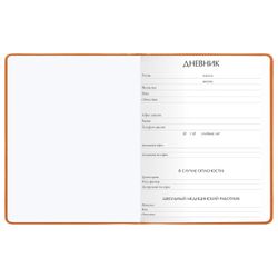 Альт / Diary grade 1-11, leatherette (hard), embossing, lace, 48 sheets., VELVET Orange / 10 pcs.