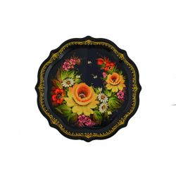 Сувениры из Н.Тагила / Souvenirs from N. Tagil / Tray "Baroque. Flowers. Hand-painted", 19 cm