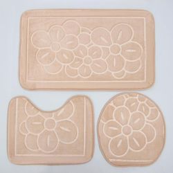 Доляна / Doliana / Set of bath and toilet mats, 3 pcs: 36 × 43, 40 × 50, 50 × 80 cm, color beige