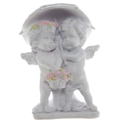 Ремеко / Decorative figure "Angels under an umbrella" (white color), L11,5W9,5H15,5 cm
