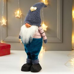 Сималенд / Interior doll "Grandfather in a blue cap with a heart"