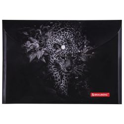 Briefumschlagmappe mit BRAUBERG "LEOPARD"-Knopf, A4, 160 µm, bis 100 Blatt, Farbdruck