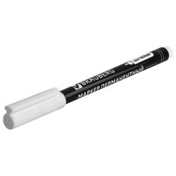 Marker permanent BRAUBERG "W2", WHITE, round ferrule 2 mm