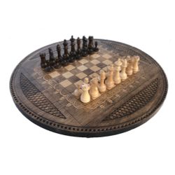 GamesDealer / 国际象棋 + 西洋双陆棋雕刻“圆形”60,姆希塔良