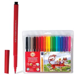 Pens KOH-I-NOOR, 18 colors, washable, triangular, plastic packaging, Euro slot