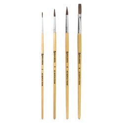 Brush BRAUBERG, 4 PCs set (made of cloth pony round No. 2, 3, 4, flat No. 6), blister
