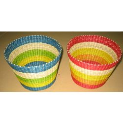 Wicker round baskets of different colors