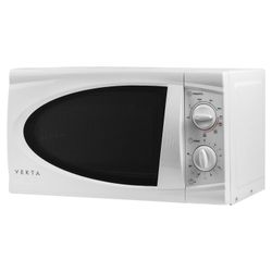 VEKTA MG720ABW microwave, 20 litres, 700 watt power, mechanical control, timer, grill, white
