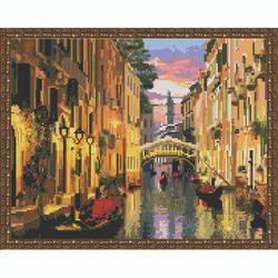 ВанГогВоМне / VanGogVoMne / Diamond mosaic "Gondolas at dusk" 40x50 cm