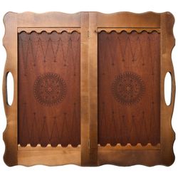 GamesDealer / Backgammon Leder "Blume" groß in Diplomat (Russland, Holz, 60x30x5 cm)