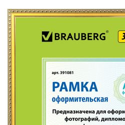 The frame 30х40 cm пластик, багет 16 mm, BRAUBERG "HIT5", золото, стекло