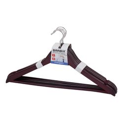 BRABIX / Standard hangers, size 48-50, SET 5 pcs., Wood, bar, color chocolate